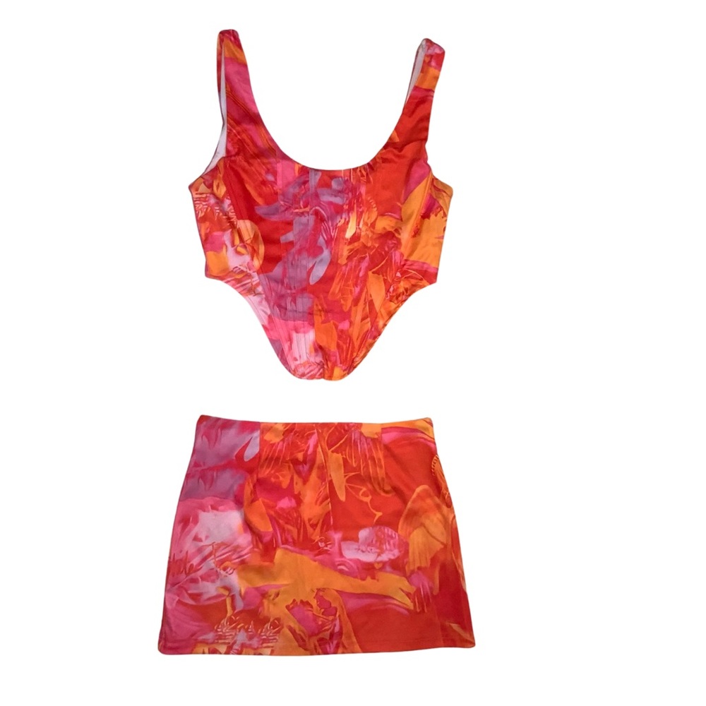 Corset Top With Matching Mini Skirt